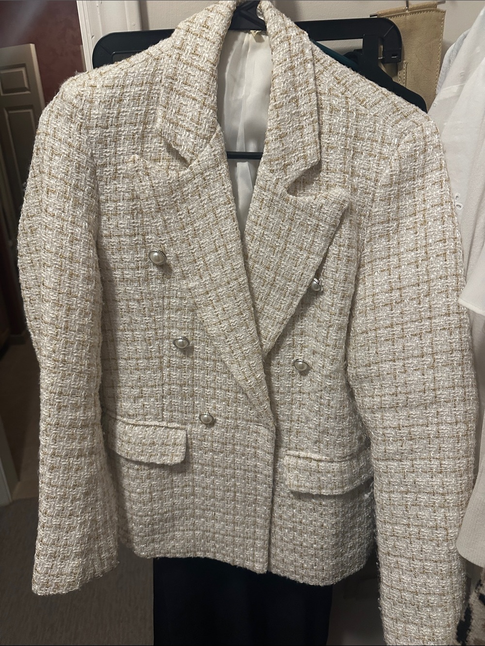 Tweed Jacket in Ivory and Gold